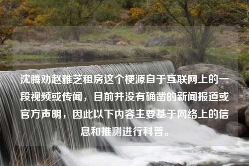 沈腾劝赵雅芝租房这个梗源自于互联网上的一段视频或传闻，目前并没有确凿的新闻报道或官方声明，因此以下内容主要基于网络上的信息和推测进行科普。